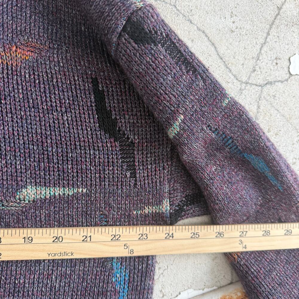 Vtg Grandpa Sweater Geometric Knit Purple‎ Abstract 90s Ziziano USA Made Mens XL - Picture 7 of 8